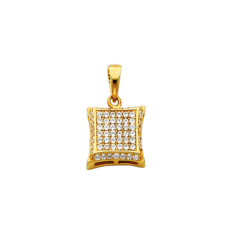 Curved Square CZ Pendant Pendant for Necklace or Chain