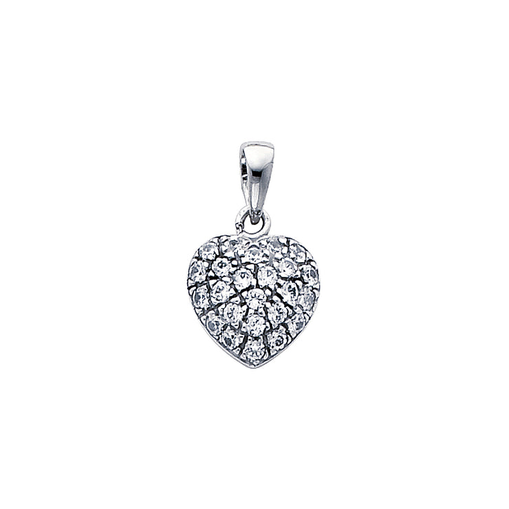 14K Gold Heart Cluster CZ Charm Pendant