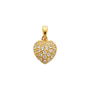 14K Gold Heart Cluster CZ Charm Pendant with 0.9mm Singapore Chain Necklace