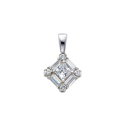 14K Gold Square Cluster CZ Pendant with 1.2mm Singapore Chain