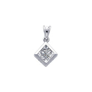 14K Gold Square CZ Pendant with 1.2mm Singapore Chain