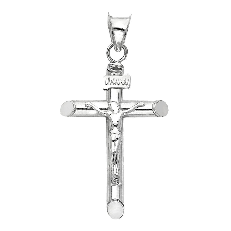 14K Gold Crucifix Cross Pendant with 1.2mm Singapore Chain