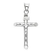 14K Gold Crucifix Cross Pendant with 2mm Rope Chain