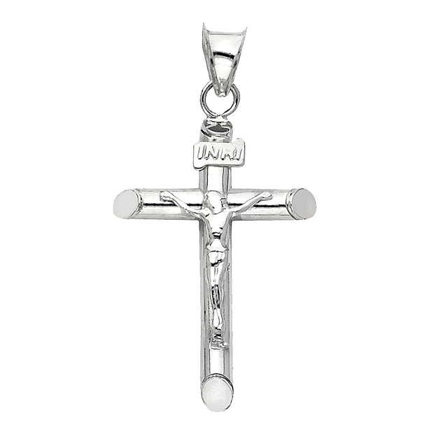 14K Gold Crucifix Cross Religious Charm Pendant with 1mm Box Chain Necklace