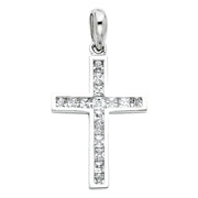 14K Gold Cross CZ Religious Pendant