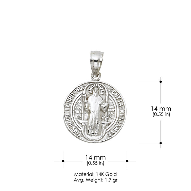14K Gold Saint San Benito Religious Pendant