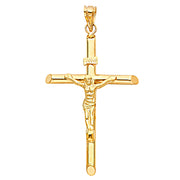 14K Gold Crucifix Pendant with 3.8mm Figaro 3+1 Chain