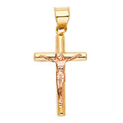 14K Gold Religious Crucifix Charm Pendant