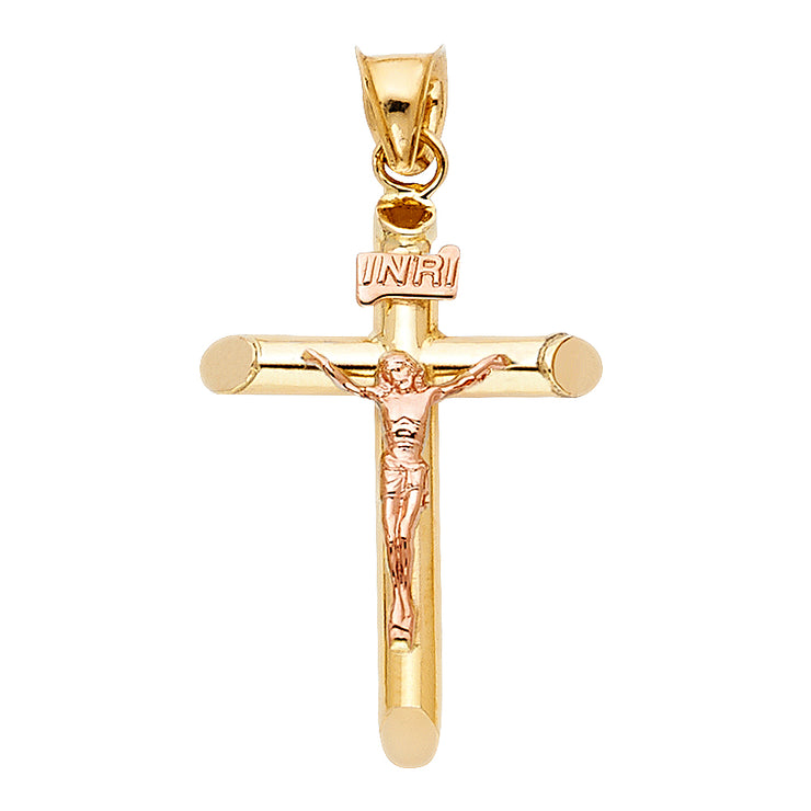 14K Gold Religious Crucifix Charm Pendant