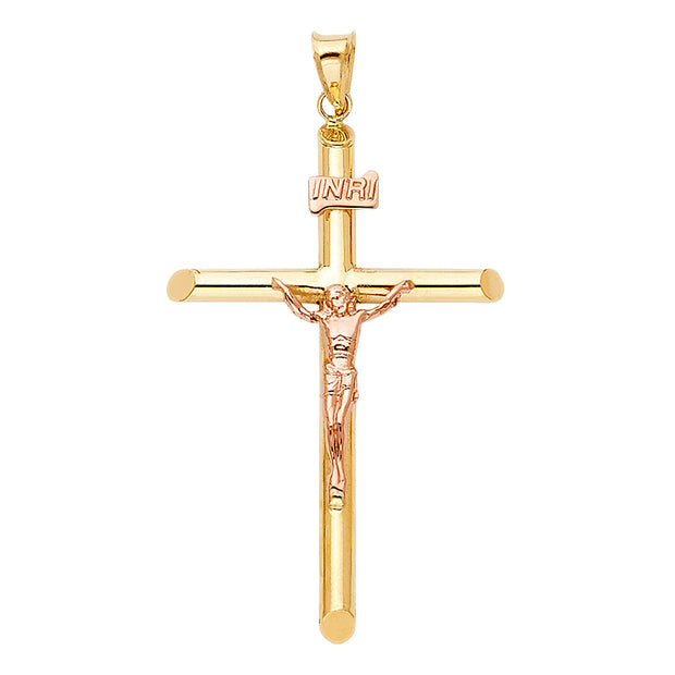 14K Gold Religious Crucifix Charm Pendant