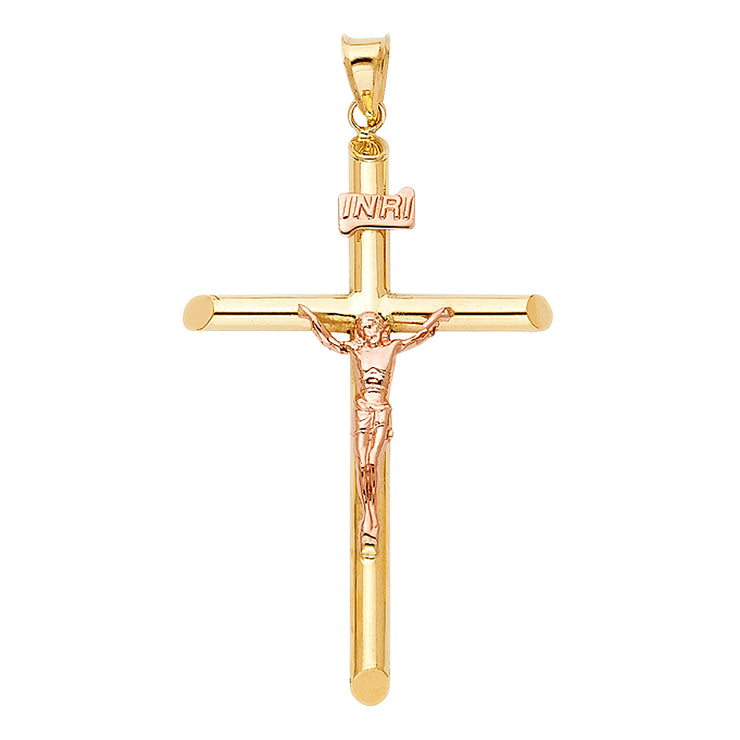14K Gold Religious Crucifix Charm Pendant