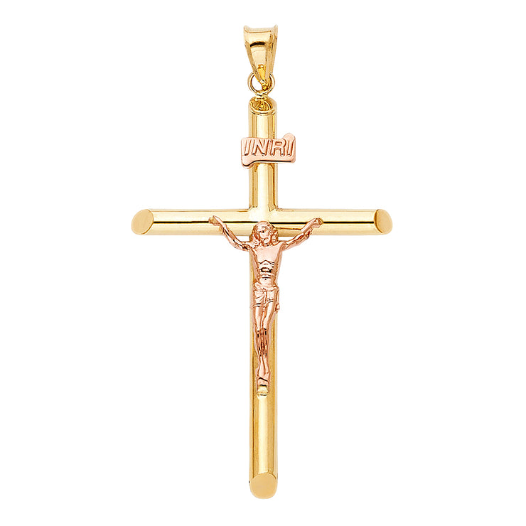 14K Gold Religious Crucifix Charm Pendant