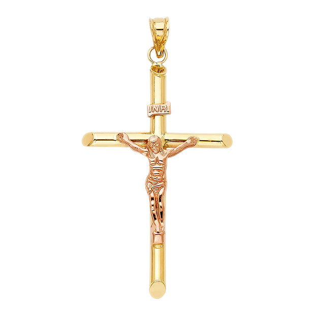 14K Gold Religious Crucifix Charm Pendant