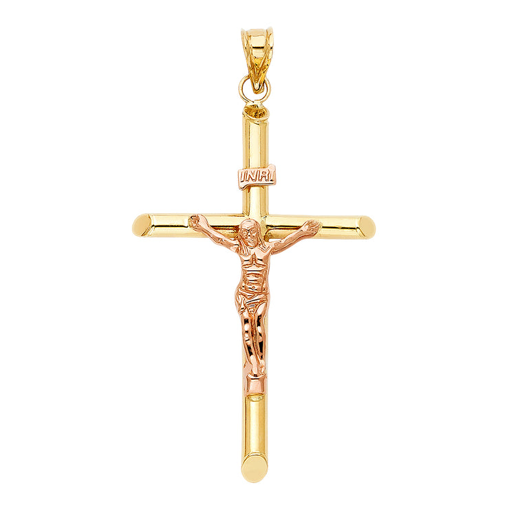 14K Gold Religious Crucifix Charm Pendant