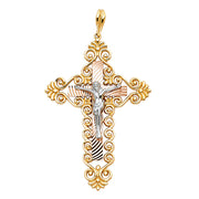 14K Gold Crucifix Pendant with 3.4mm Hollow Cuban Chain