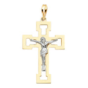 14K Gold Crucifix Pendant with 2.3mm Figaro 3+1 Chain