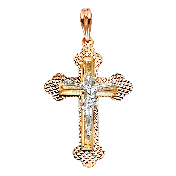 14K Gold Crucifix Pendant with 1.2mm Singapore Chain