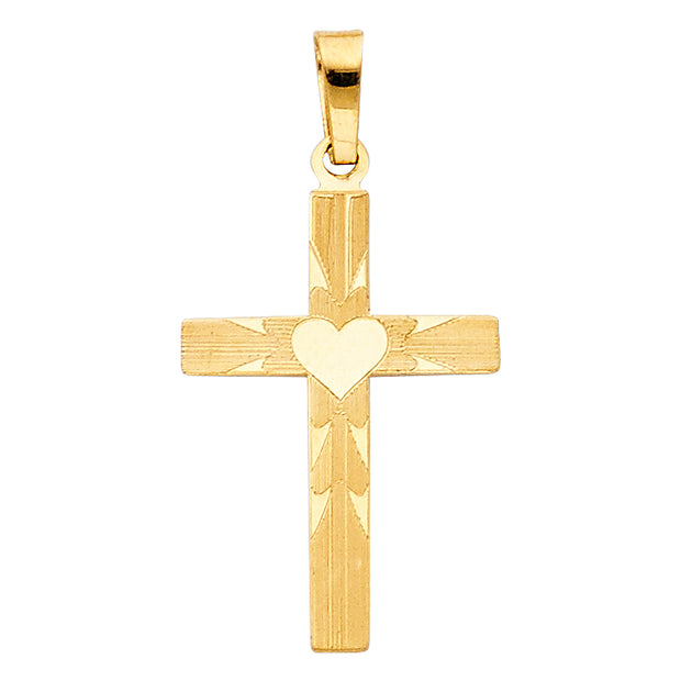 14K Gold Religious Cross Charm Pendant with 0.8mm Box Chain Necklace