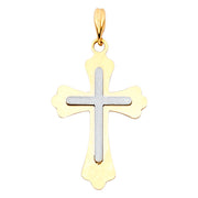 14K Gold Cross Charm Pendant with 1.2mm Singapore Chain Necklace