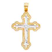 14K Gold Cross Charm Pendant with 1.2mm Singapore Chain Necklace