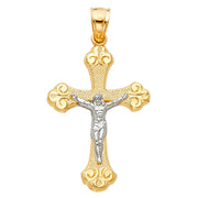 14K Gold Crucifix Charm Pendant with 1.8mm Singapore Chain Necklace