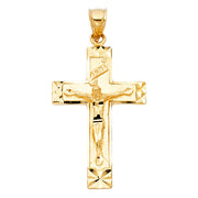 14K Gold Religious Crucifix Charm Pendant with 1.2mm Box Chain Necklace