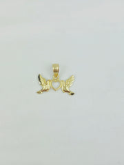 14K Gold Religious Cross with Holy Spirit Dove Charm Pendant