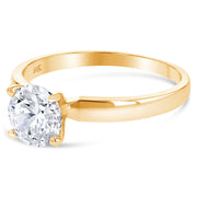 14K Solid Gold 1 Ct. Round Cut Solitaire CZ Engagement Ring