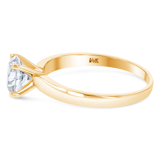 14K Solid Gold 1 Ct. Round Cut Solitaire CZ Engagement Ring