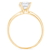 14K Solid Gold 1 Ct. Round Cut Solitaire CZ Engagement Ring