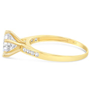 14K Solid Gold 1 Ct. Round Solitaire CZ Engagement Ring