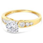 14K Solid Gold 0.5 Ct. Round Solitaire CZ Engagement Ring