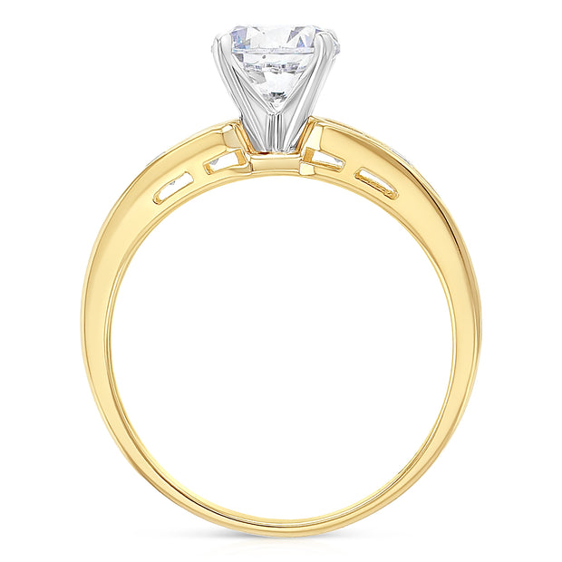 14K Solid Gold 0.5 Ct. Round Solitaire CZ Engagement Ring