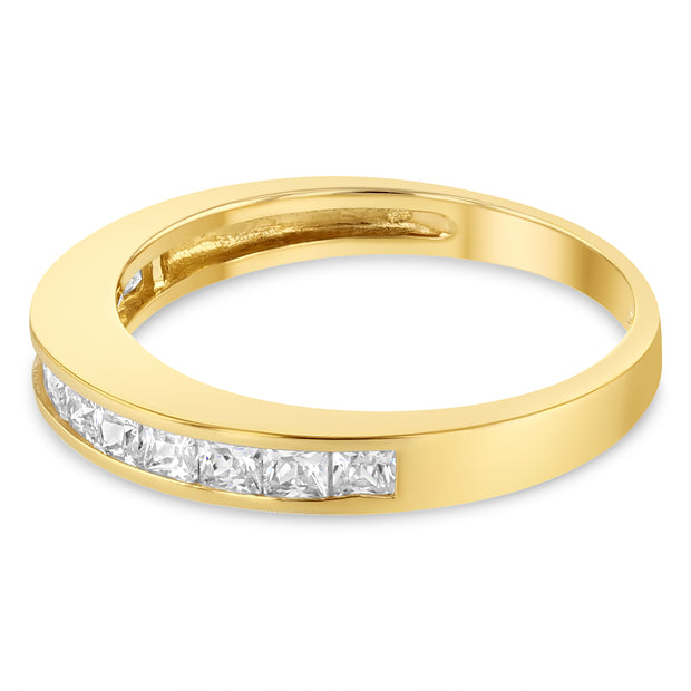 14K Solid Gold 2MM CZ Wedding Band