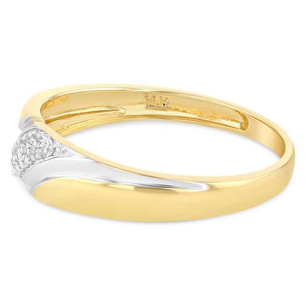 14K Solid Gold CZ Men's Band Ring