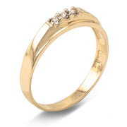 14K Solid Gold Wedding Ring with Stones in Band for Women