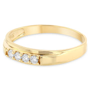 14K Solid Gold Wedding Ring with Stones in Band for Women