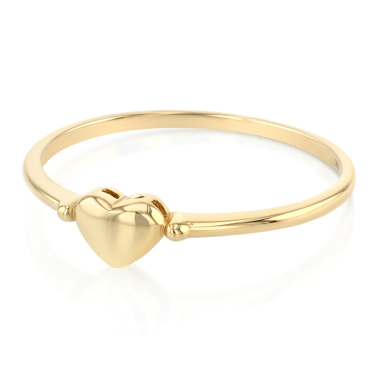 14K Solid Gold Simple Plain Full Heart Ring