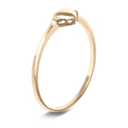 14K Solid Gold Simple Plain Full Heart Ring