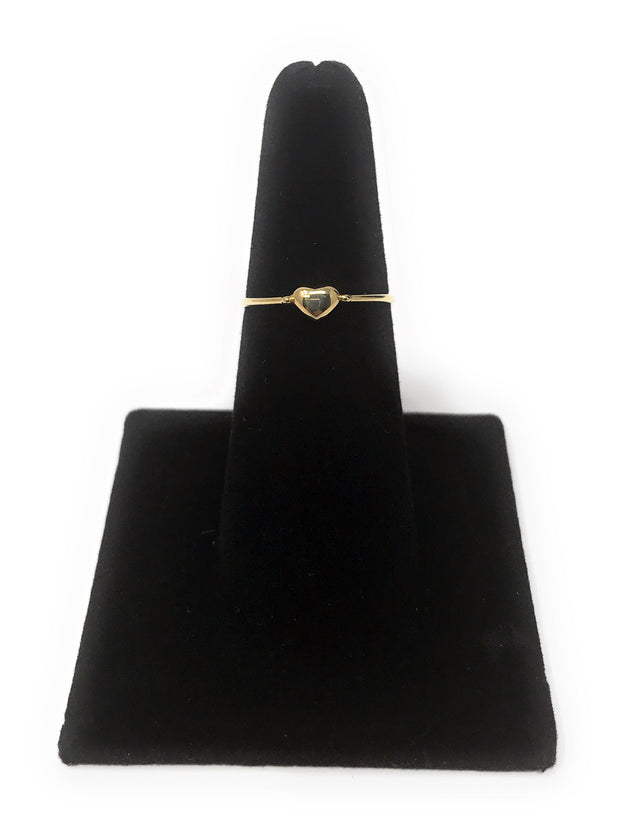 14K Solid Gold Simple Plain Full Heart Ring