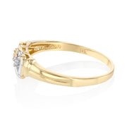 14K Solid Gold Double Heart CZ Ring