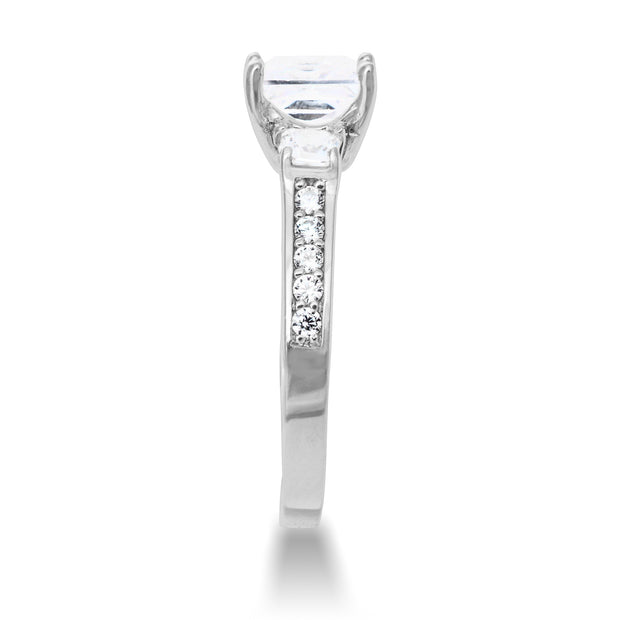Three Stone Princess Cut Engagement Ring