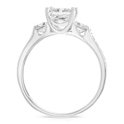 Three Stone Princess Cut Engagement Ring
