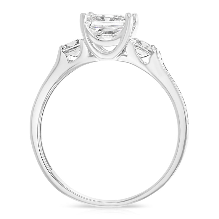 Three Stone Princess Cut Engagement Ring