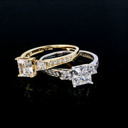 Three Stone Princess Cut Engagement Ring