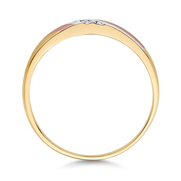 14K Solid Gold CZ Men's Band Ring