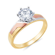 14K Solid Gold CZ Wedding Engagement Ring