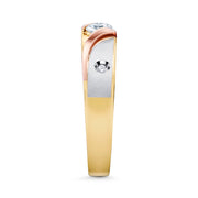 14K Solid Gold CZ Ring Men's Band