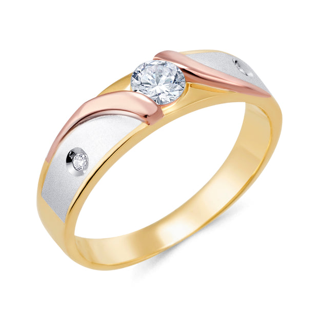 14K Solid Gold CZ Women's Wedding Anniversary Band Ring
