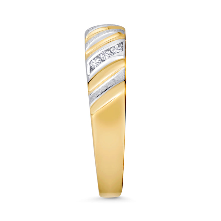 14K Solid Gold CZ Ring Men's Band